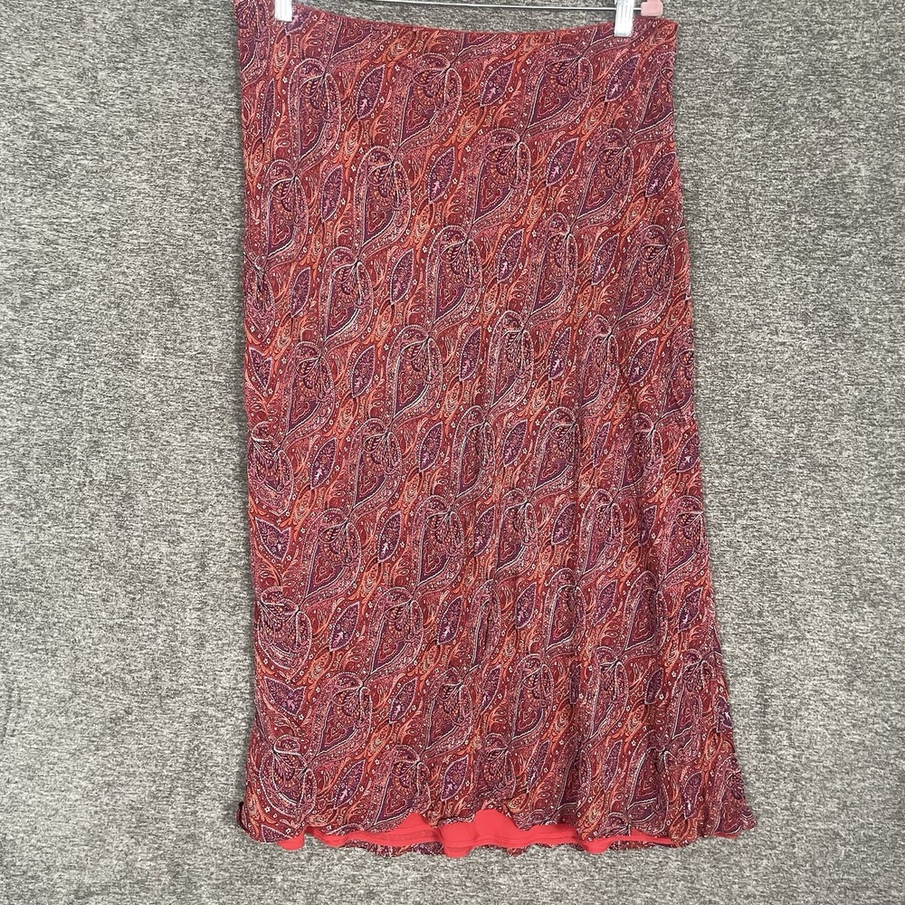 J Jill Maxi Shirt‎ Womens Size M Red Paisley Sun Flow